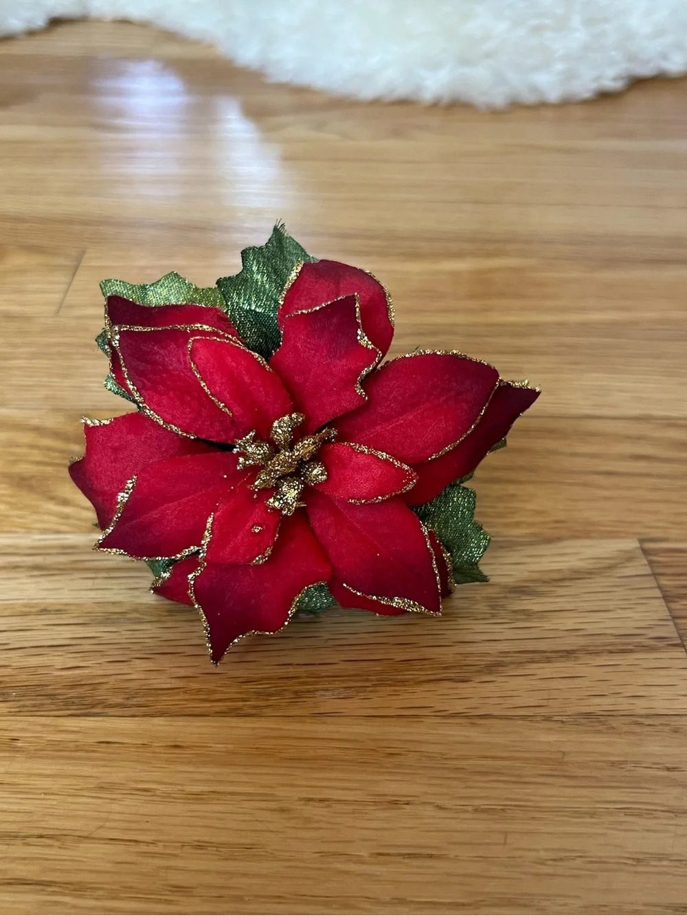 8 Winter Wonderland Poinsettia Napkin Rings – Christmas Holiday Decor